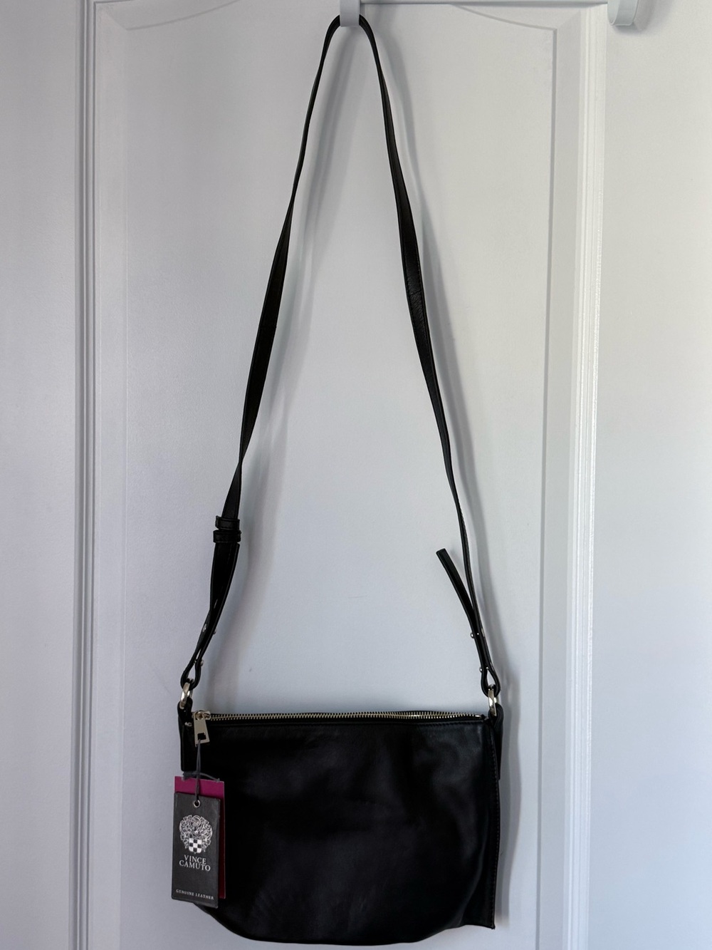 Vince Camuto Black Leather Crossbody with Gold Hardware